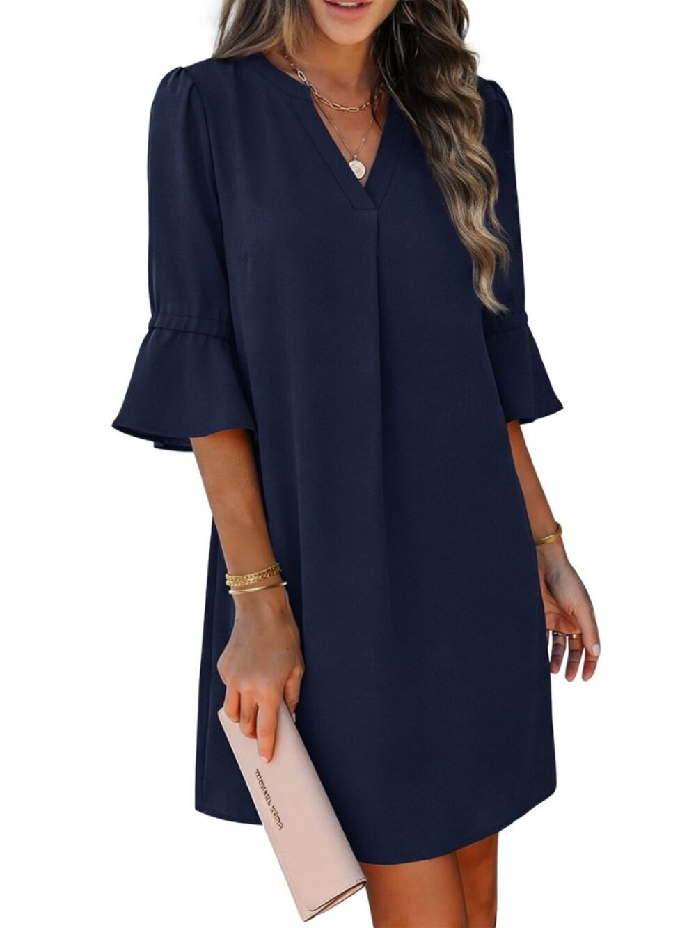 Shift Dress for Women Ruffle Sleeve Loose Casual Dress